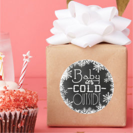 ベビーその冷たい外側の白い雪片ブラックボード ラウンドシール