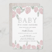 ベビーその冷たい外側ピンクの松コーン赤ちゃんシャワー 招待状 (正面/裏面)