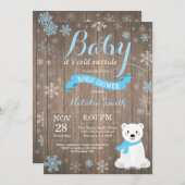 ベビーその冷たい外素朴冬の赤ちゃんシャワー 招待状 (正面/裏面)