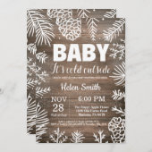 ベビーその冷たい外素朴冬の赤ちゃんシャワー 招待状 (正面/裏面)