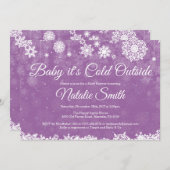 ベビーその冷たい外素朴冬の赤ちゃんシャワー 招待状 (正面/裏面)