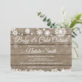 ベビーその冷たい外素朴冬の赤ちゃんシャワー 招待状 (スタンド正面)