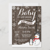 ベビーその冷たい外素朴冬の赤ちゃんシャワー 招待状 (正面)