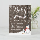 ベビーその冷たい外素朴冬の赤ちゃんシャワー 招待状 (スタンド正面)