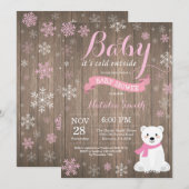ベビーその冷たい外素朴冬の赤ちゃんシャワー 招待状 (正面/裏面)