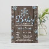 ベビーその冷たい外素朴冬の赤ちゃんシャワー 招待状 (スタンド正面)