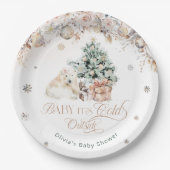 ベビーその冷たい外赤面ピンクベビーホッキョクグマ ペーパープレート (正面)