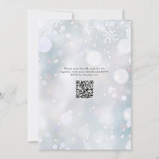 ベビーその冷たい外部QRコード冬の赤ちゃんシャワー 招待状 (裏面)