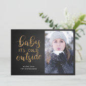 ベビーその冷たい外金ゴールド | 黒板写真 招待状 (スタンド正面)