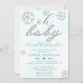 ベビーその冷たい外Rhinestonesグリッターシャワー 招待状 (正面)