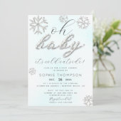 ベビーその冷たい外Rhinestonesグリッターシャワー 招待状 (スタンド正面)