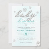 ベビーその冷たい外Rhinestonesグリッターシャワー 招待状 (正面)