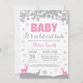 ベビーその冷たい屋外ディアガールベビーシャワー 招待状 (正面)