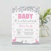 ベビーその冷たい屋外ディアガールベビーシャワー 招待状 (スタンド正面)