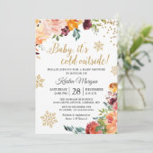 ベビーその冷たい屋外バーガンディフローラベビーシャワー 招待状 (スタンド正面)