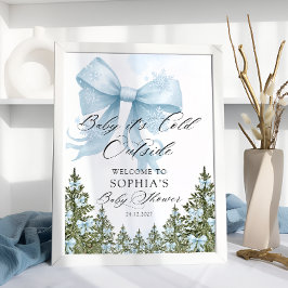 ベビーその冷たい屋外ブルーボウ赤ちゃんシャワー歓迎 ポスター