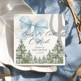 ベビーその冷たい屋外ブルーボウ赤ちゃんシャワー スタンダードカクテルナプキン