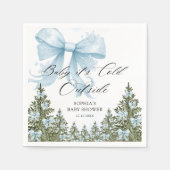 ベビーその冷たい屋外ブルーボウ赤ちゃんシャワー スタンダードカクテルナプキン (正面)