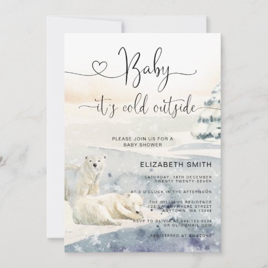 ベビーその冷たい屋外ベビーシャワー招待状 招待状 (正面)
