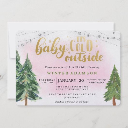 ベビーその冷たい屋外ベビーシャワー招待状 招待状 (正面)