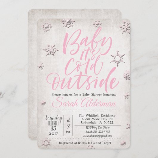 ベビーその冷たい屋外ベビーシャワー招待状 招待状 (正面/裏面)