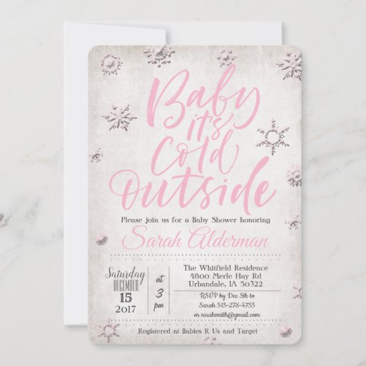 ベビーその冷たい屋外ベビーシャワー招待状 招待状 (正面)