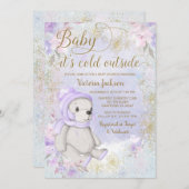 ベビーその冷たい屋外ベビーシャワー招待状 招待状 (正面/裏面)