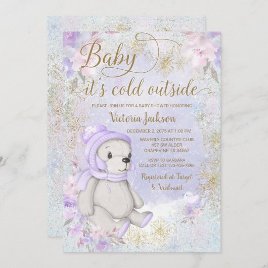 ベビーその冷たい屋外ベビーシャワー招待状 招待状 (正面/裏面)