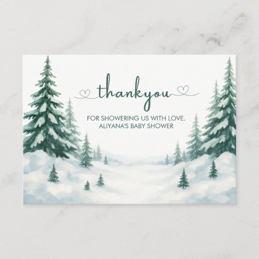 ベビーその冷たい屋外ベビースシャワーサンキューカード エンクロージャーカード (正面)