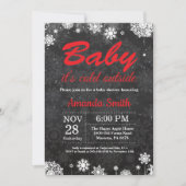 ベビーその寒い外の冬のスノーフレーク赤ちゃんシャワー 招待状 (正面)