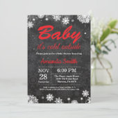 ベビーその寒い外の冬のスノーフレーク赤ちゃんシャワー 招待状 (スタンド正面)