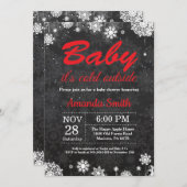 ベビーその寒い外の冬のスノーフレーク赤ちゃんシャワー 招待状 (正面/裏面)