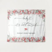 ベビーその寒い外の冬のフローラ タペストリー (正面(横))