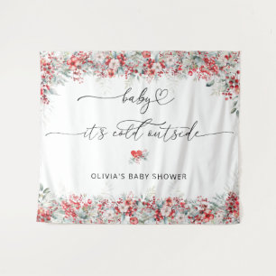 ベビーその寒い外の冬のフローラ タペストリー