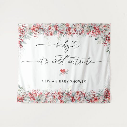 ベビーその寒い外の冬のフローラ タペストリー (正面(横))