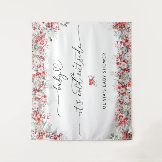 ベビーその寒い外の冬のフローラ タペストリー (正面)