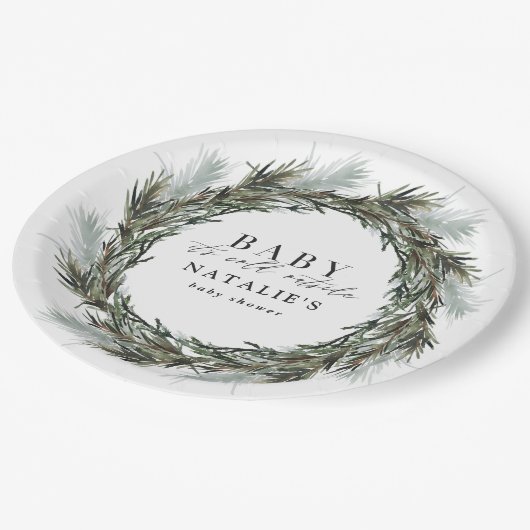 ベビーその寒い外の冬のリースベビーシャワー ペーパープレート (アングル)