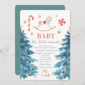 ベビーその寒い外の冬の休日ベビーシャワー 招待状 (正面/裏面)