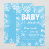 ベビーその寒い外の冬の男の子の赤ちゃんシャワー 招待状 (正面/裏面)