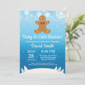 ベビーその寒い外の冬の男の子の赤ちゃんシャワー 招待状 (スタンド正面)