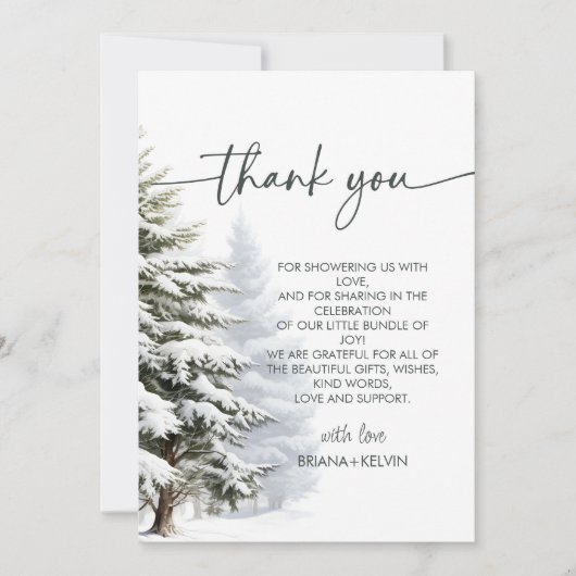 ベビーその寒い外の冬の赤ちゃんシャワーありがとう 招待状 (正面)
