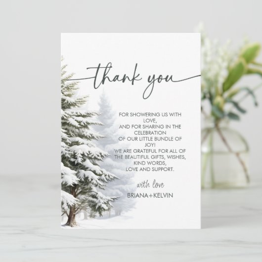 ベビーその寒い外の冬の赤ちゃんシャワーありがとう 招待状 (スタンド正面)
