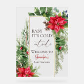 ベビーその寒い外の冬の赤ちゃんシャワー歓迎 アクリルサイン (正面)