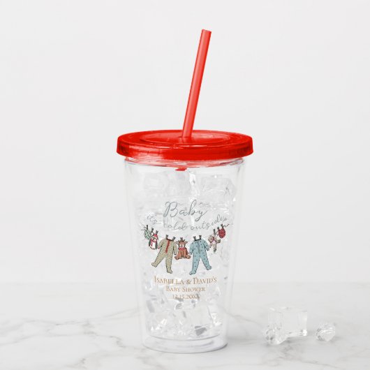 ベビーその寒い外の冬の赤ちゃんシャワー アクリルタンブラー (アイス裏面)
