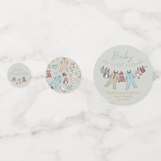 ベビーその寒い外の冬の赤ちゃんシャワー コンフェッティ (正面)