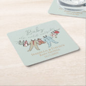 ベビーその寒い外の冬の赤ちゃんシャワー スクエアペーパーコースター (アングル)