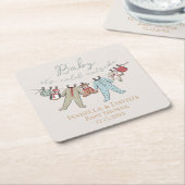 ベビーその寒い外の冬の赤ちゃんシャワー スクエアペーパーコースター (アングル)