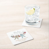 ベビーその寒い外の冬の赤ちゃんシャワー スクエアペーパーコースター (インサイチュ)