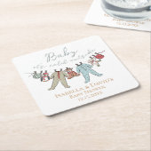 ベビーその寒い外の冬の赤ちゃんシャワー スクエアペーパーコースター (アングル)