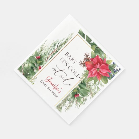 ベビーその寒い外の冬の赤ちゃんシャワー スタンダードランチョンナプキン (角)